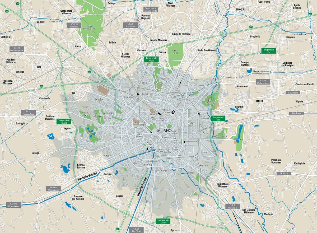 карта Милана канала 