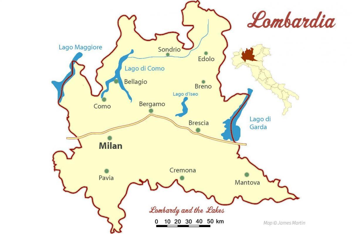 карта Милан, Ломбардија