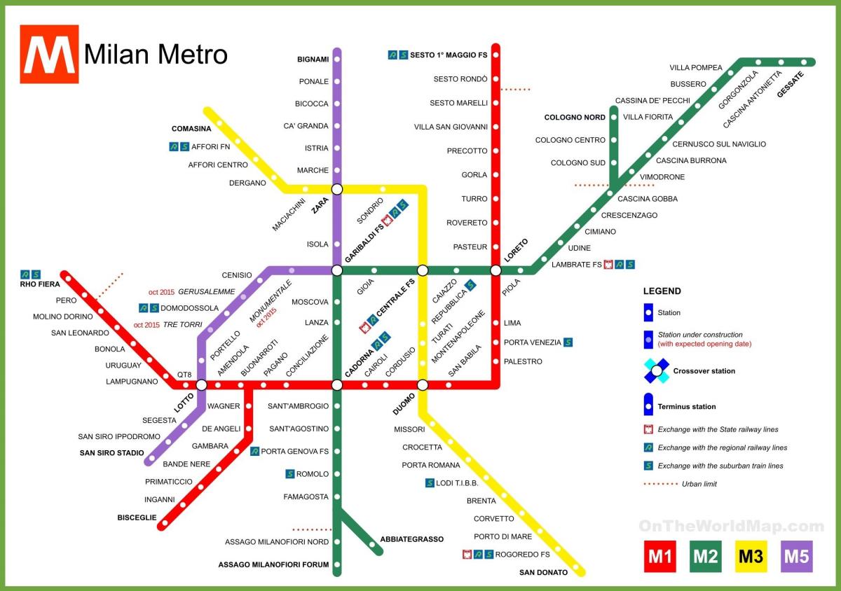 метро Милано мапи