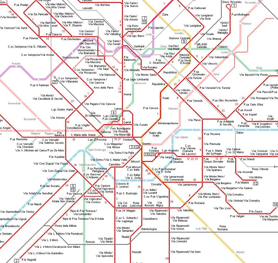 метро карта Милана Италија