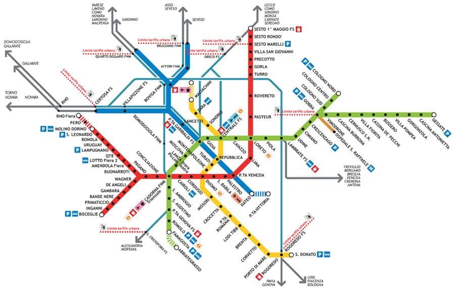 Милан метро карта