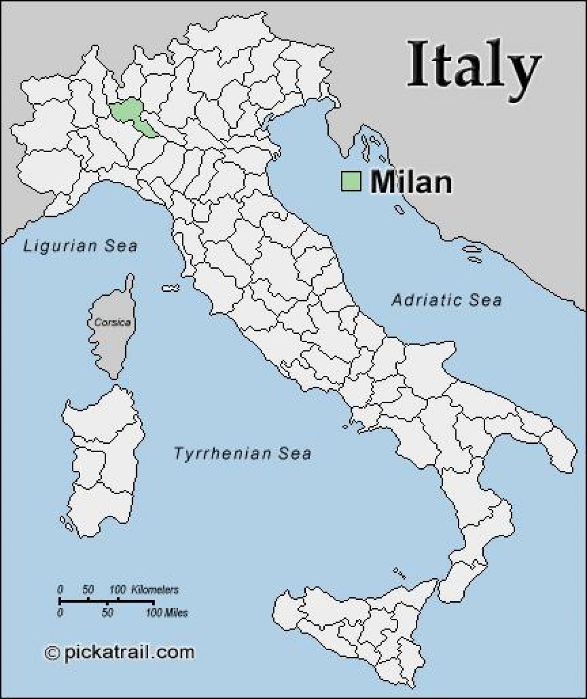 карта Милана карта Европе