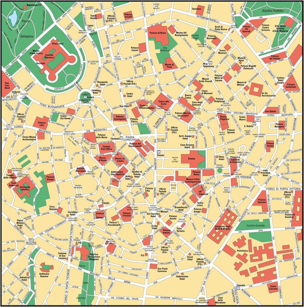 Милан Италија Мапа града