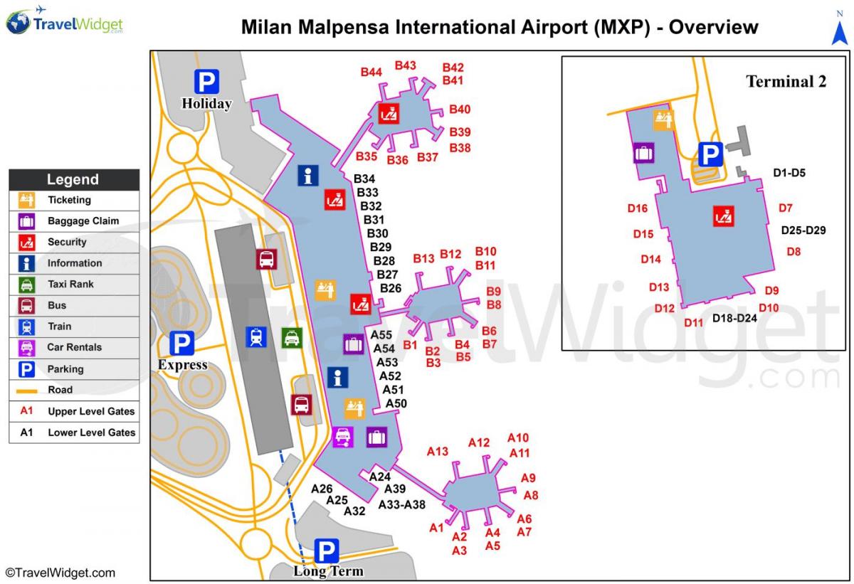 карта Милана аеродрома и железничке станице