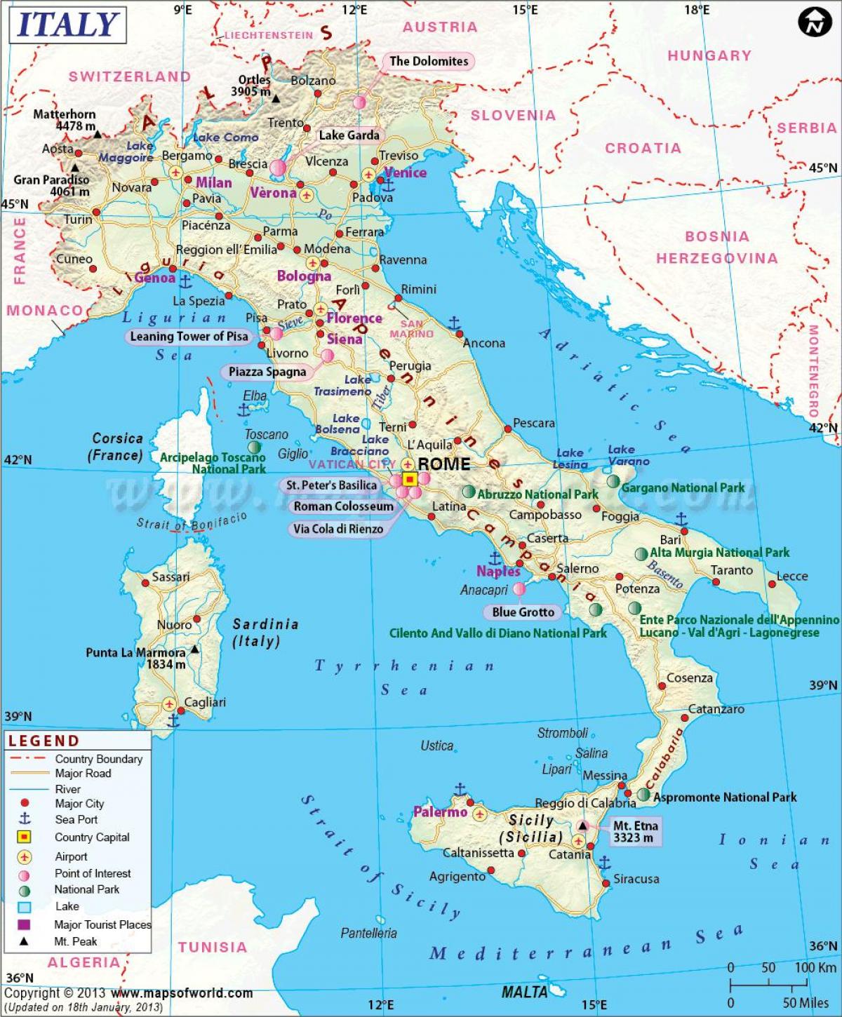 карта Милана и околине