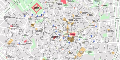 Карта центра Милан, Италија