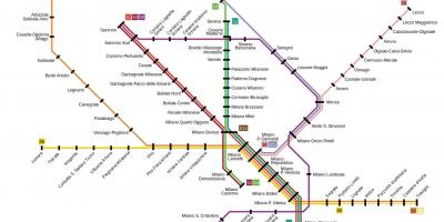 Милан приградском железничкој мапи